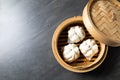 Ã¨ââ°Ã£ÂÂ¾Ã£ââ. steamed pork bun. Chinese Traditional cuisine concept. Dumplings Dim Sum in bamboo steamer with text copy space. Asian Royalty Free Stock Photo